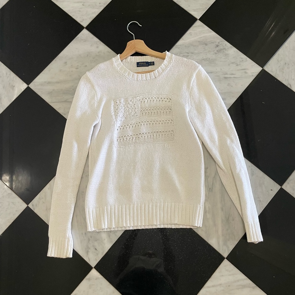 Ralph Lauren American Flag White Sweater